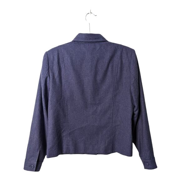 Vintage 90s Pendleton Wool Blazer Jacket Purple Cropped Minimalist Fully Lined - Picture 3 of 9